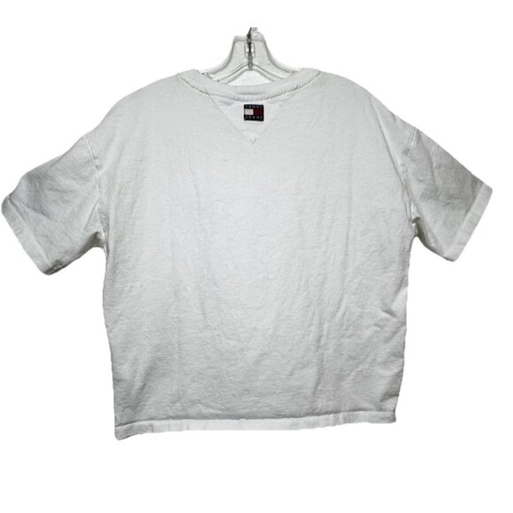 Vintage Tommy Jeans T-Shirt White Spell Out Flag Size‎ Medium Y2K Hip Hop Logo - Picture 2 of 7